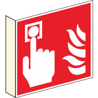 Fire Alarm Call Point Flag Sign (ISO 7010) for Wall Attachment