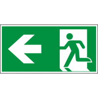 Emergency Exit + Arrow Left Sign (ISO 7010)